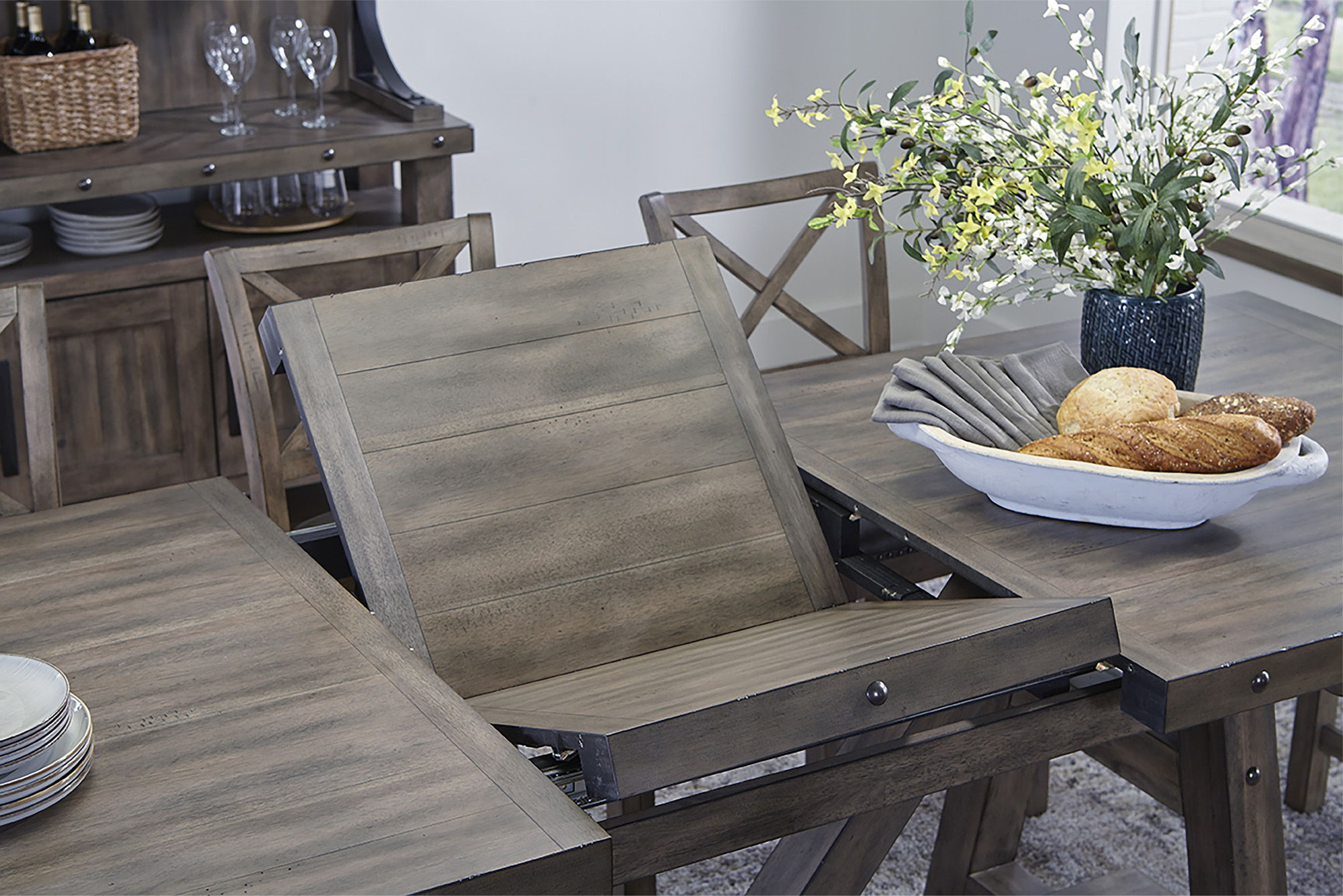 Lodge Dining - Counter Height Dining Table With Extensions - Siltstone