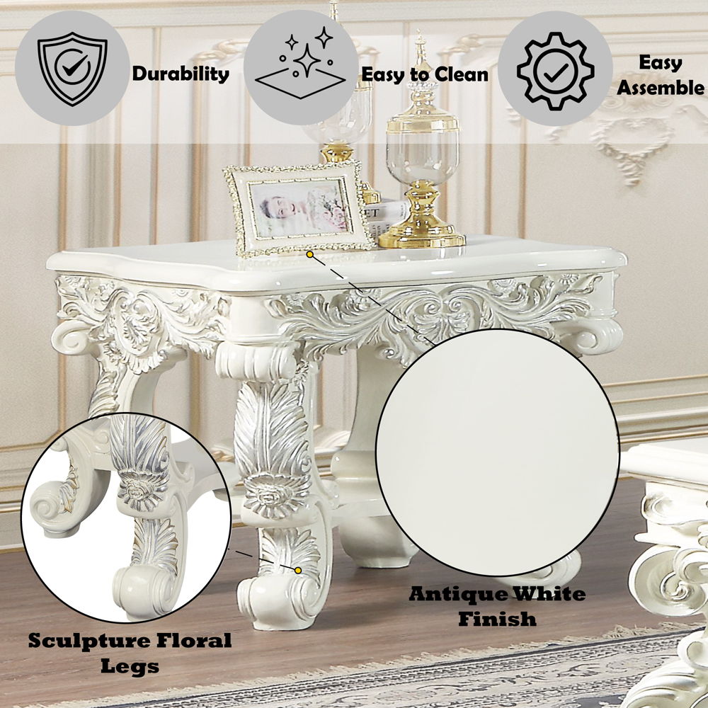 Adara - End Table - Antique White Finish - Urban Living Furniture (Los Angeles, CA)