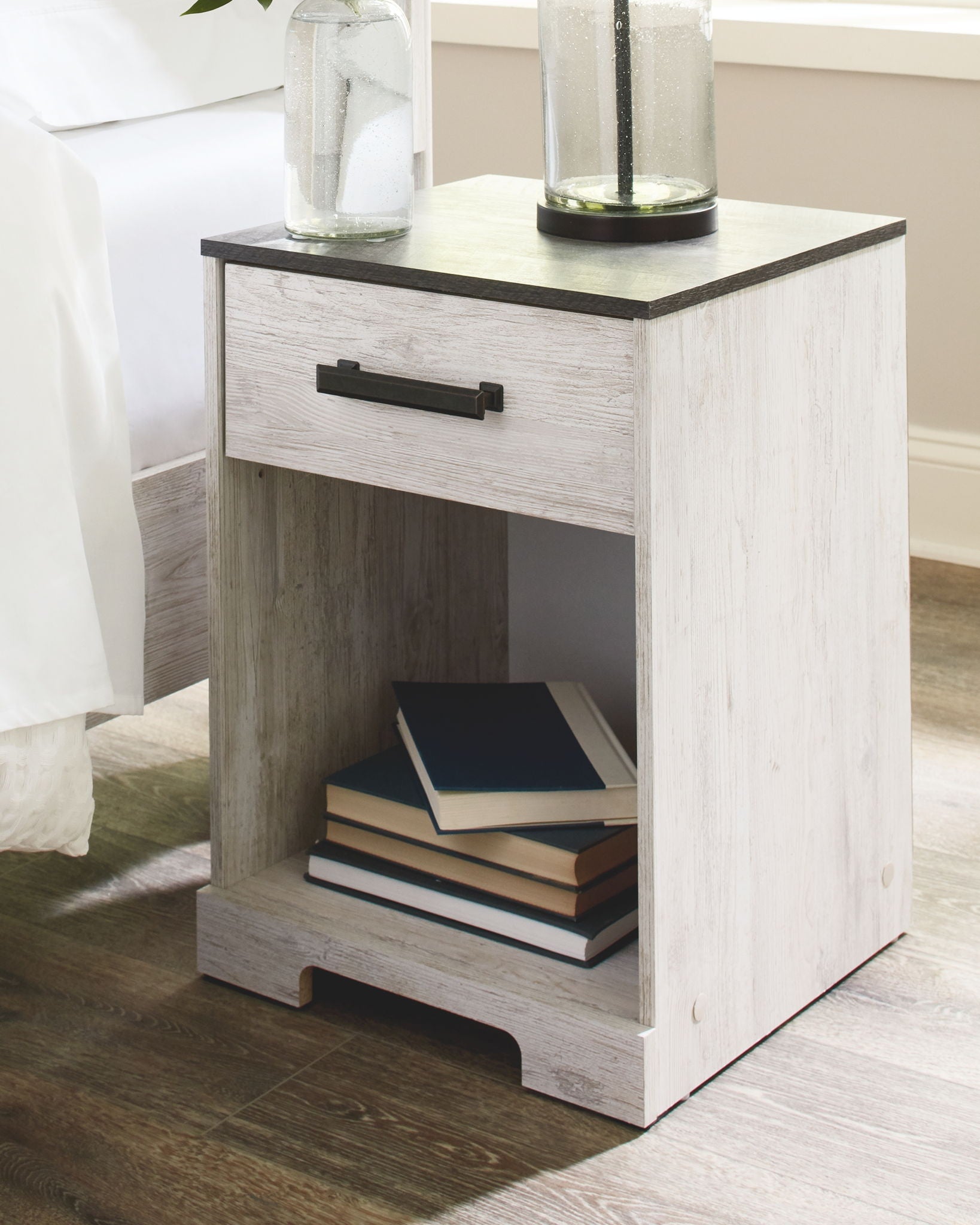 Shawburn - Whitewash / Charcoal Gray - One Drawer Night Stand - Urban Living Furniture (Los Angeles, CA)