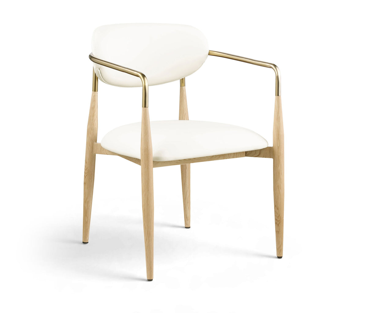 Ronda - Vegan Leather Upholstered Dining Arm Chair - Natural Legs
