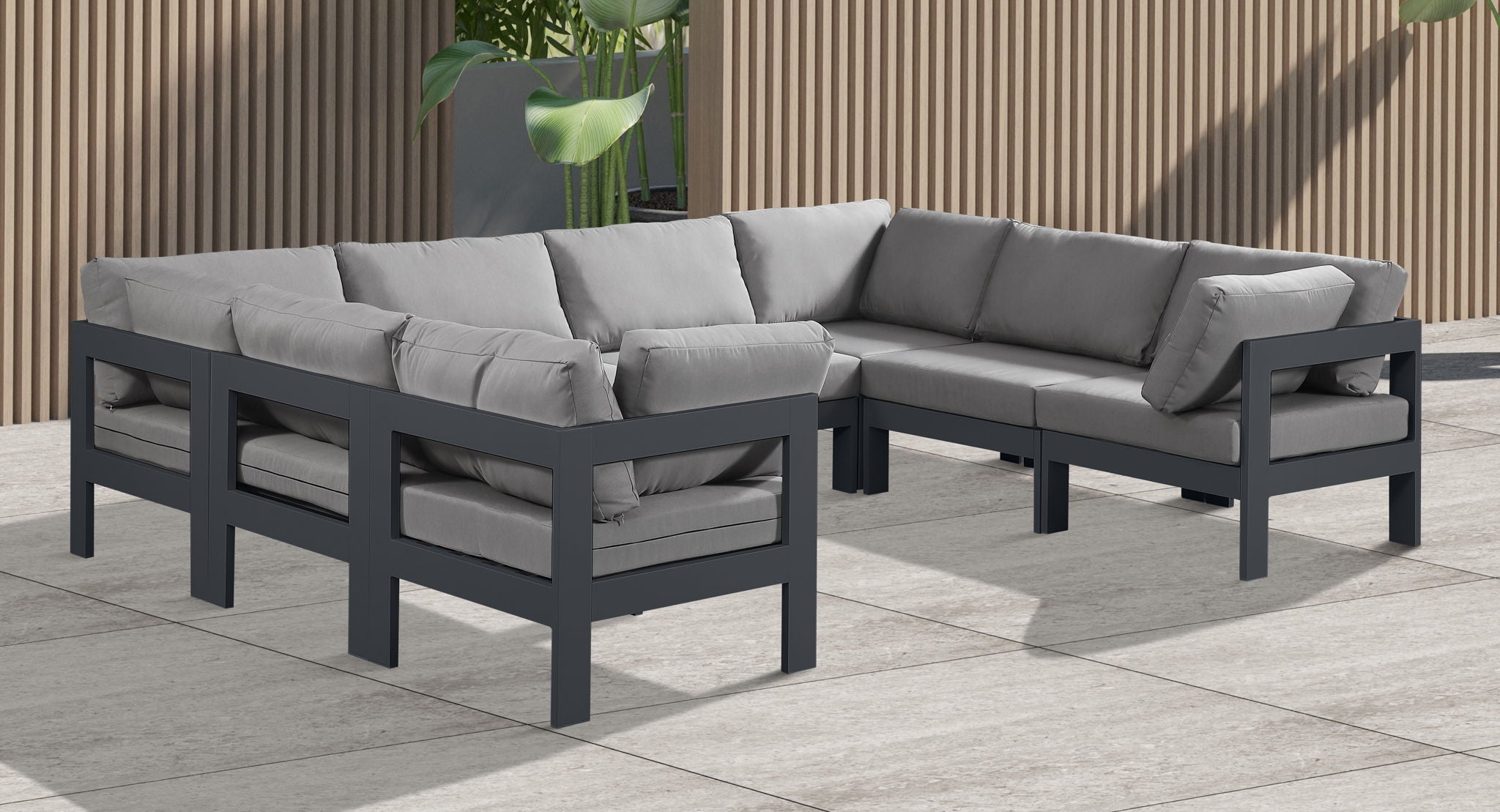 Nizuc - Outdoor Patio 8 Piece Modular Sectional With Gray Frame - Urban Living Furniture (Los Angeles, CA)