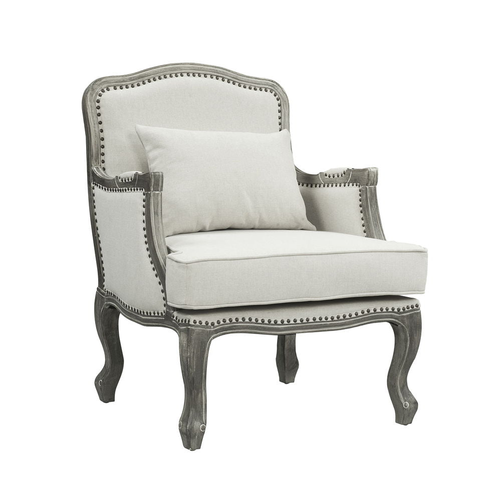 Tania - Chair With Pillow - Cream Linen & Gray - Urban Living Furniture (Los Angeles, CA)