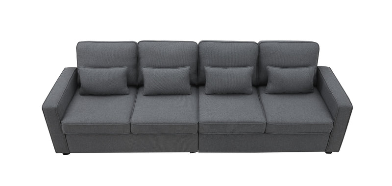 4 Seater Modern Linen Sofa With Armrest Pockets And 4 Pillows, Minimalist Style Couch For Living Room - Urban Living Furniture (Los Angeles, CA)