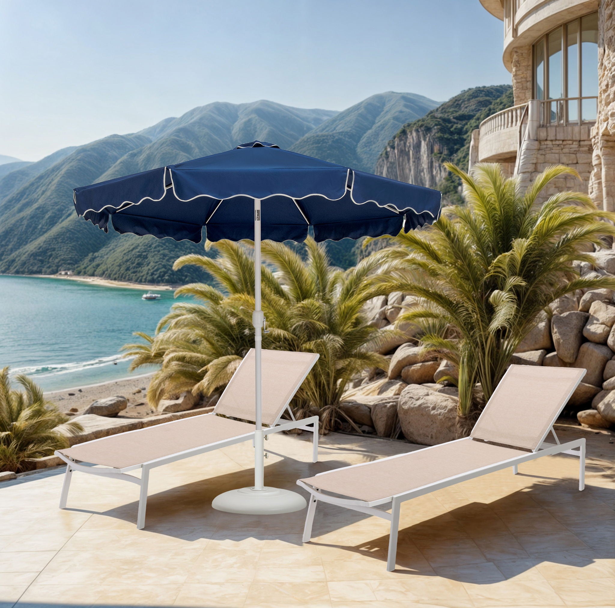 Amalfi - Patio Umbrella - White Base / White Pole - Urban Living Furniture (Los Angeles, CA)