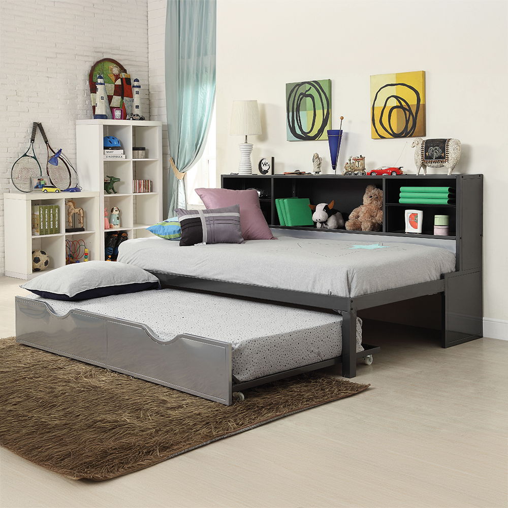Renell - Twin Bed With Trundle & Storage - Black & Silver - Urban Living Furniture (Los Angeles, CA)