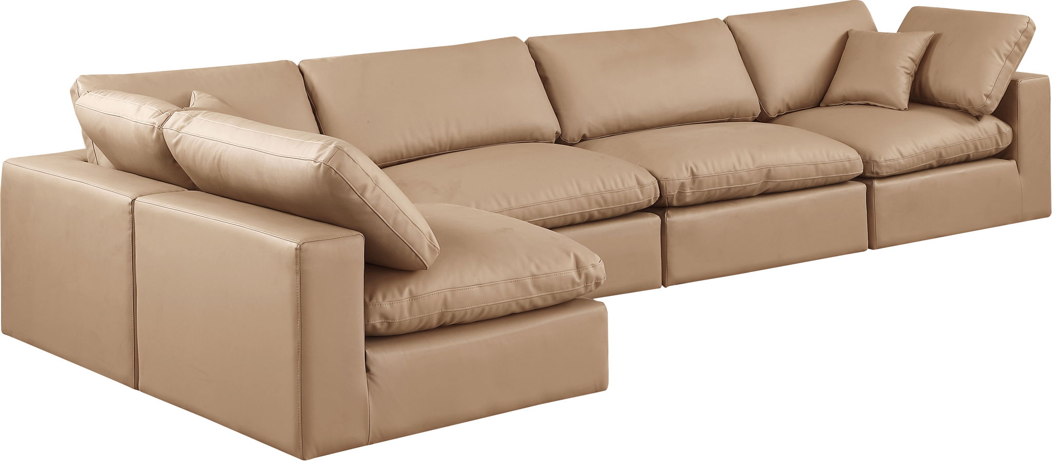 Comfy - 5 Piece Faux Leather Modular Sectional - Tan - Urban Living Furniture (Los Angeles, CA)