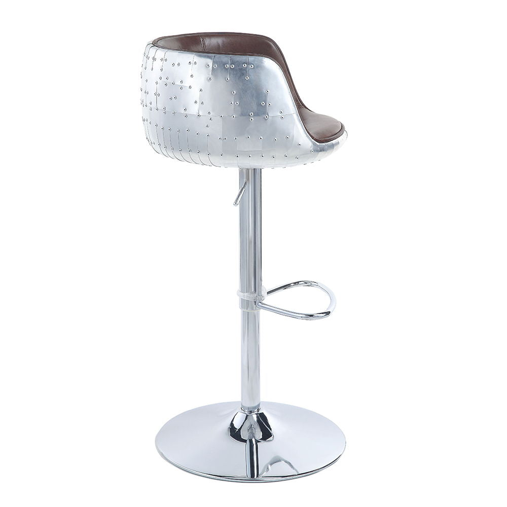 Brancaster - 41" Adjustable Stool With Swivel - Vintage Brown Top Grain Leather & Aluminum - Urban Living Furniture (Los Angeles, CA)