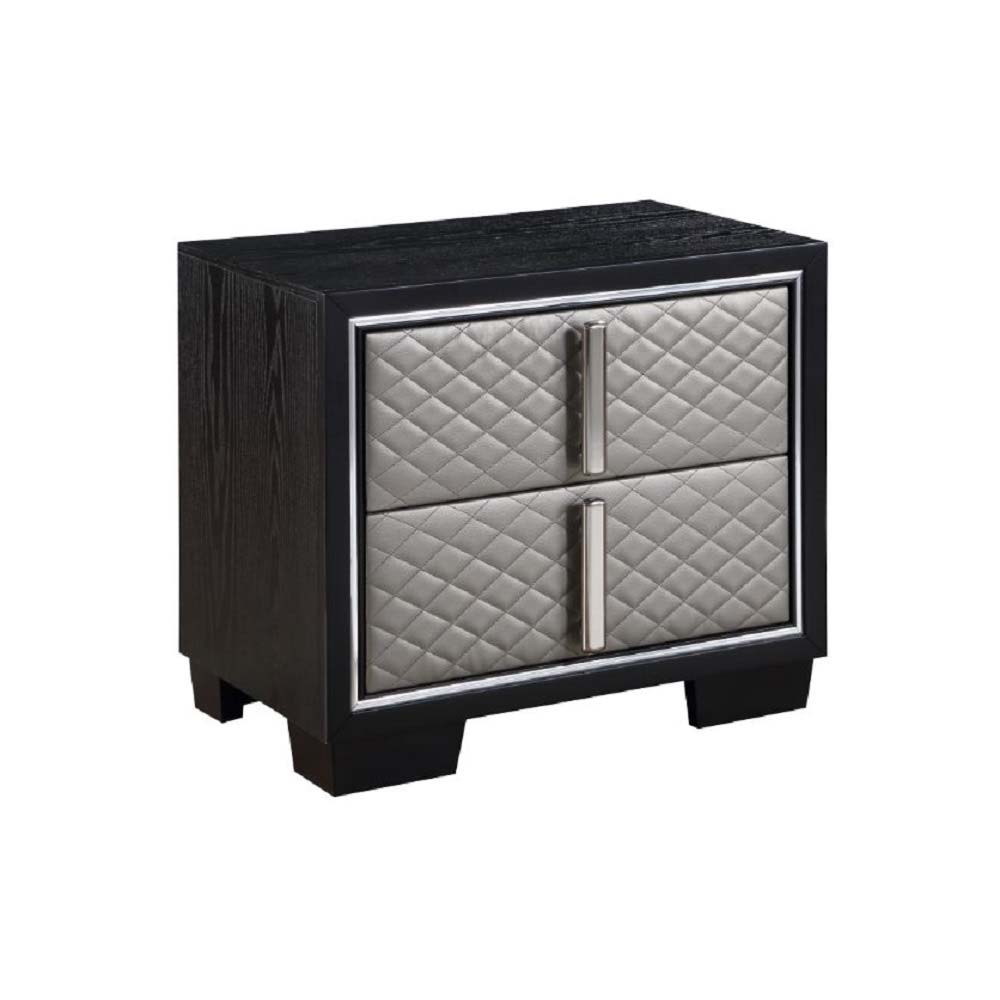 Nicola - Nightstand - Silver Synthetic Leather & Black - Urban Living Furniture (Los Angeles, CA)