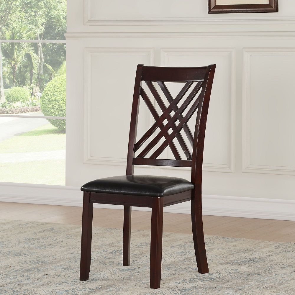 Katrien - Side Chair (Set of 2) - Black Synthetic Leather & Espresso - Urban Living Furniture (Los Angeles, CA)