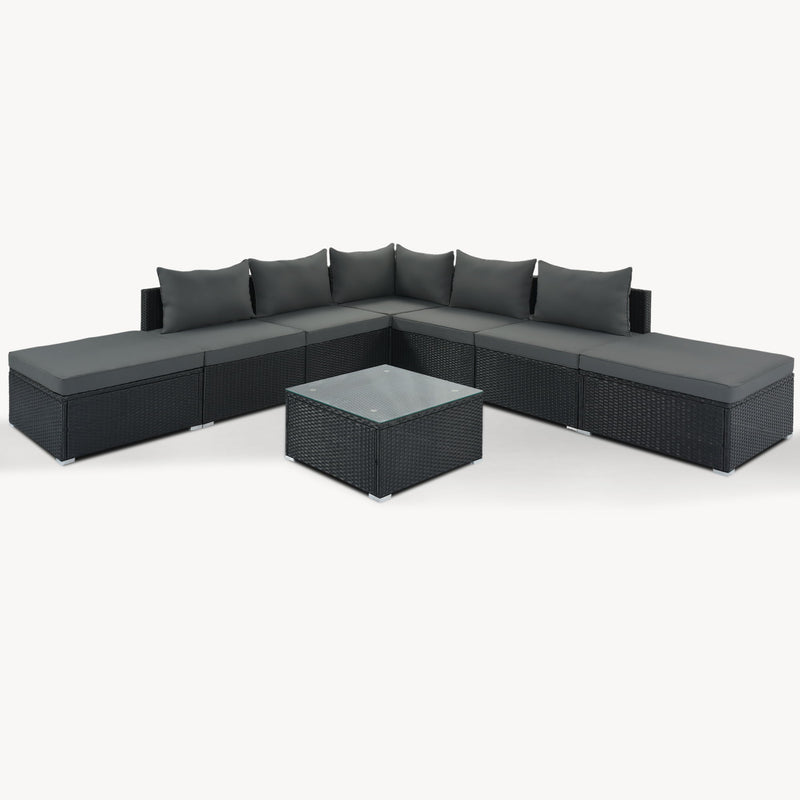 8 Pieces Outdoor Patio Furniture Conversation Wicker Sofa Set