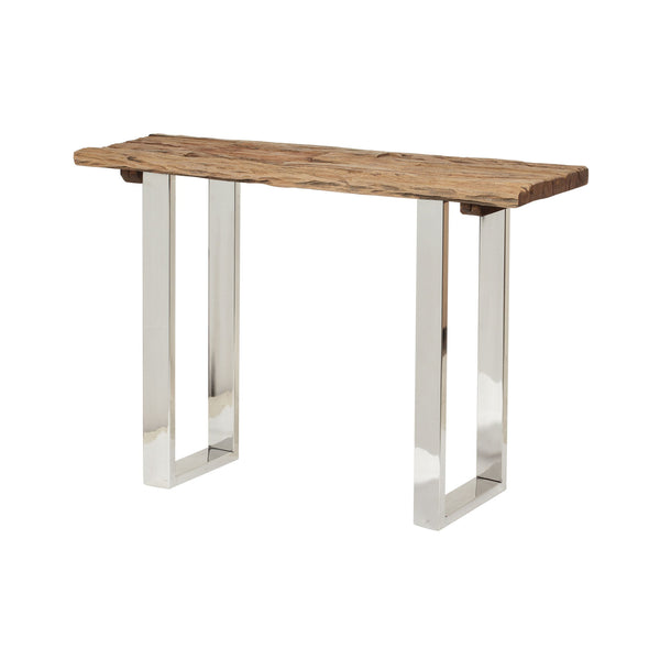 Rustic Glam Console Table With Reclaimed Wood And Iron Frame - Natural