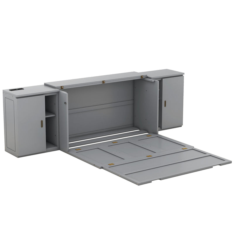 Murphy Bed With Shelves, Cabinets And USB Ports