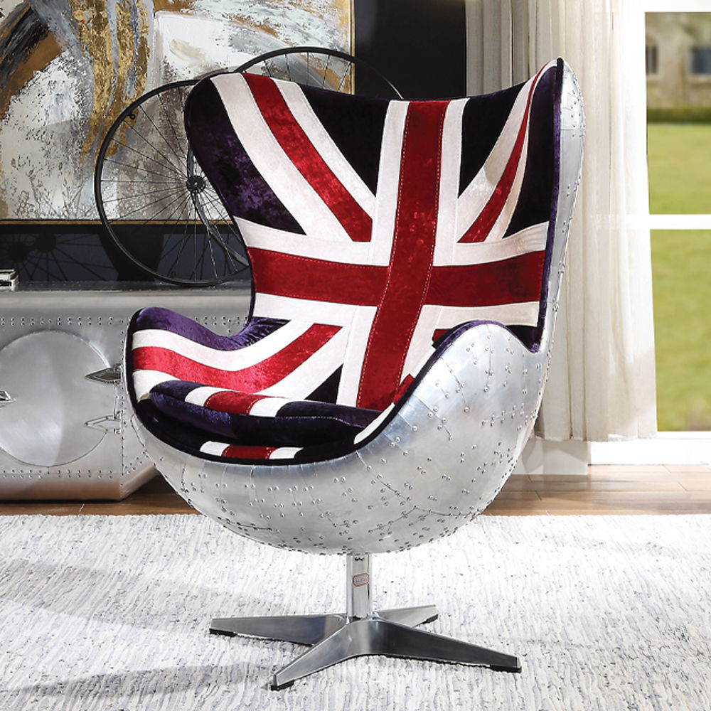Brancaster - British Flag Accent Chair With Swivel - Pattern Fabric & Aluminum - Urban Living Furniture (Los Angeles, CA)
