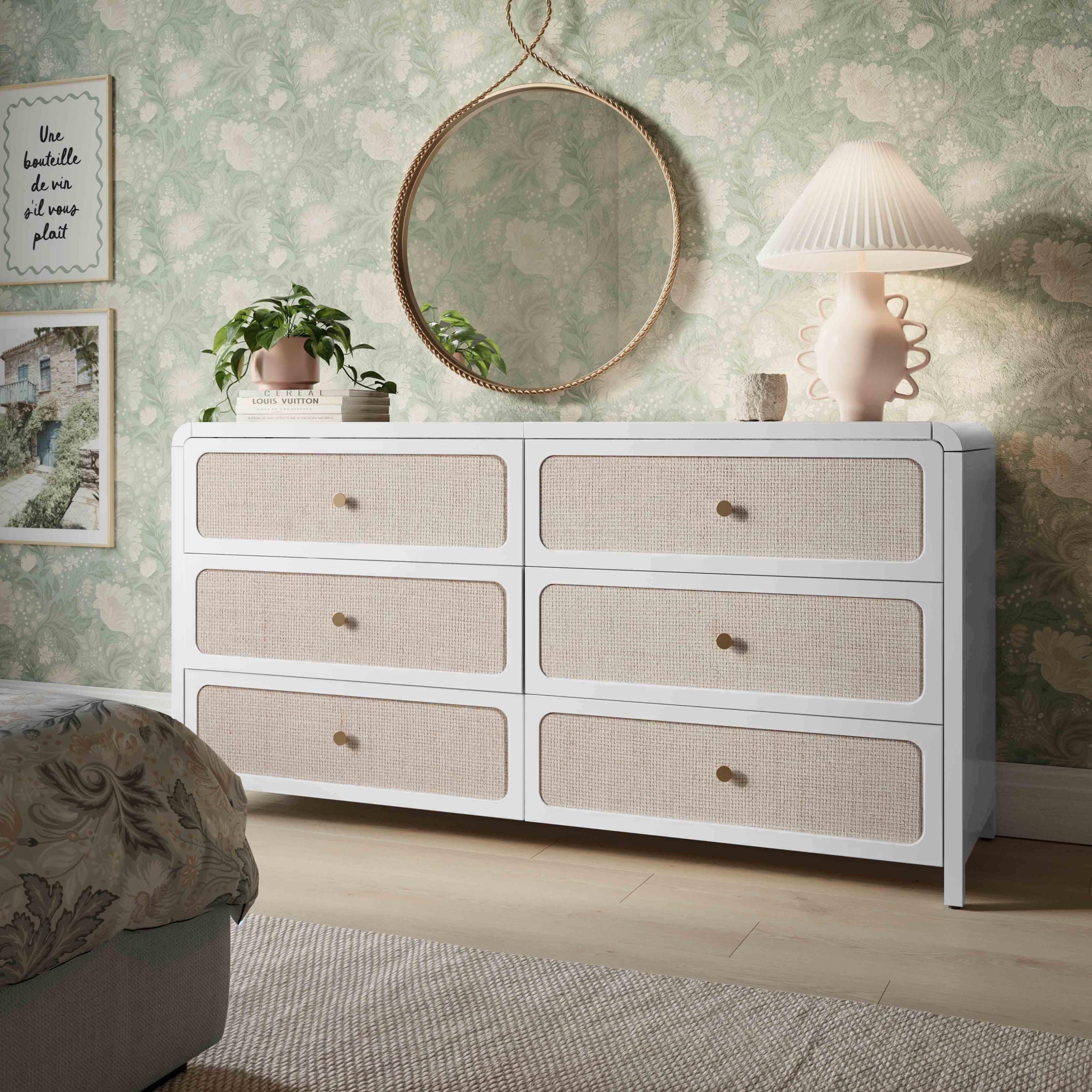 Patty - Rattan 6 Drawer Dresser - White - Urban Living Furniture (Los Angeles, CA)