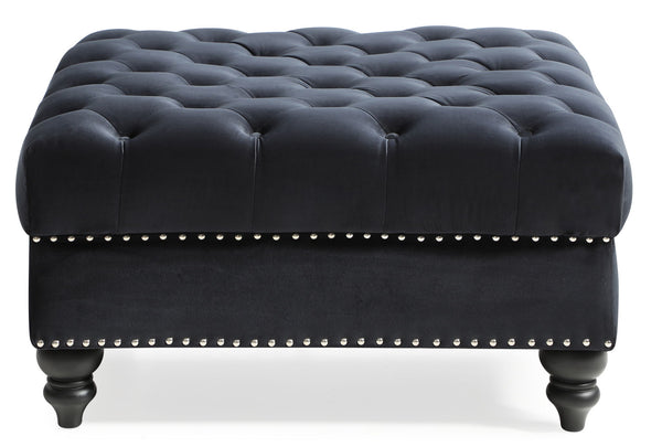 Elegant Traditional Upholstered Ottoman For Living Spaces - Black
