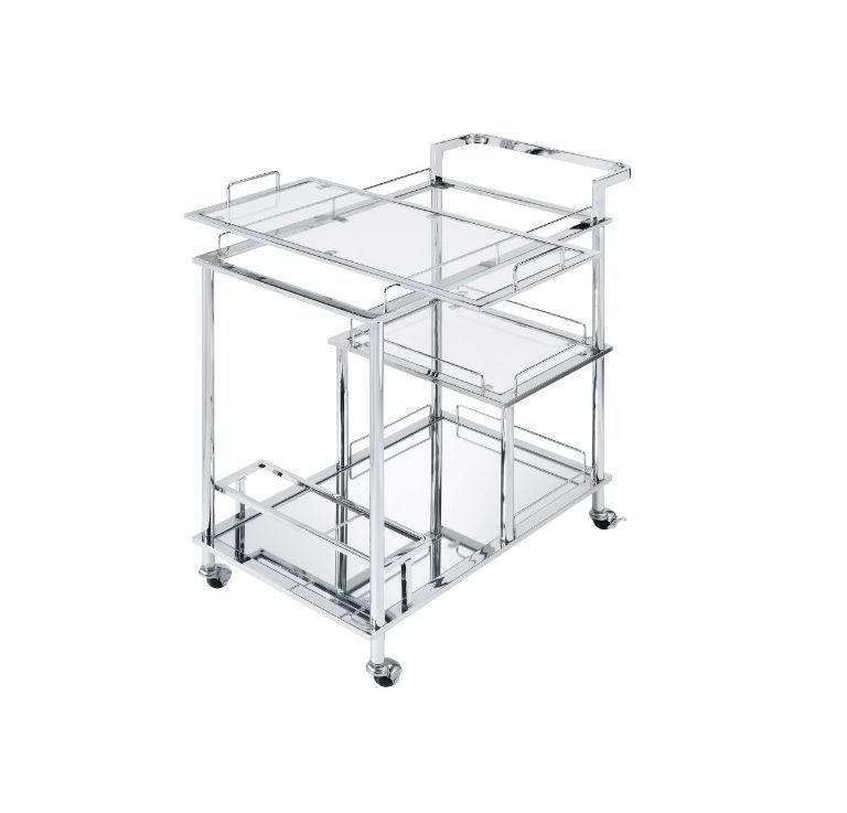 Splinter - Serving Cart - Clear Glass & Chrome Finish - Urban Living Furniture (Los Angeles, CA)