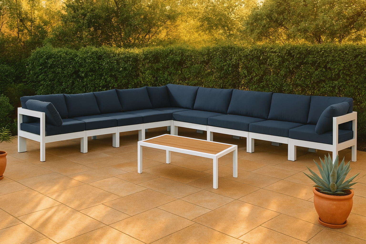 Nizuc - Outdoor Patio 9 Piece Modular Sectional With White Frame - Urban Living Furniture (Los Angeles, CA)