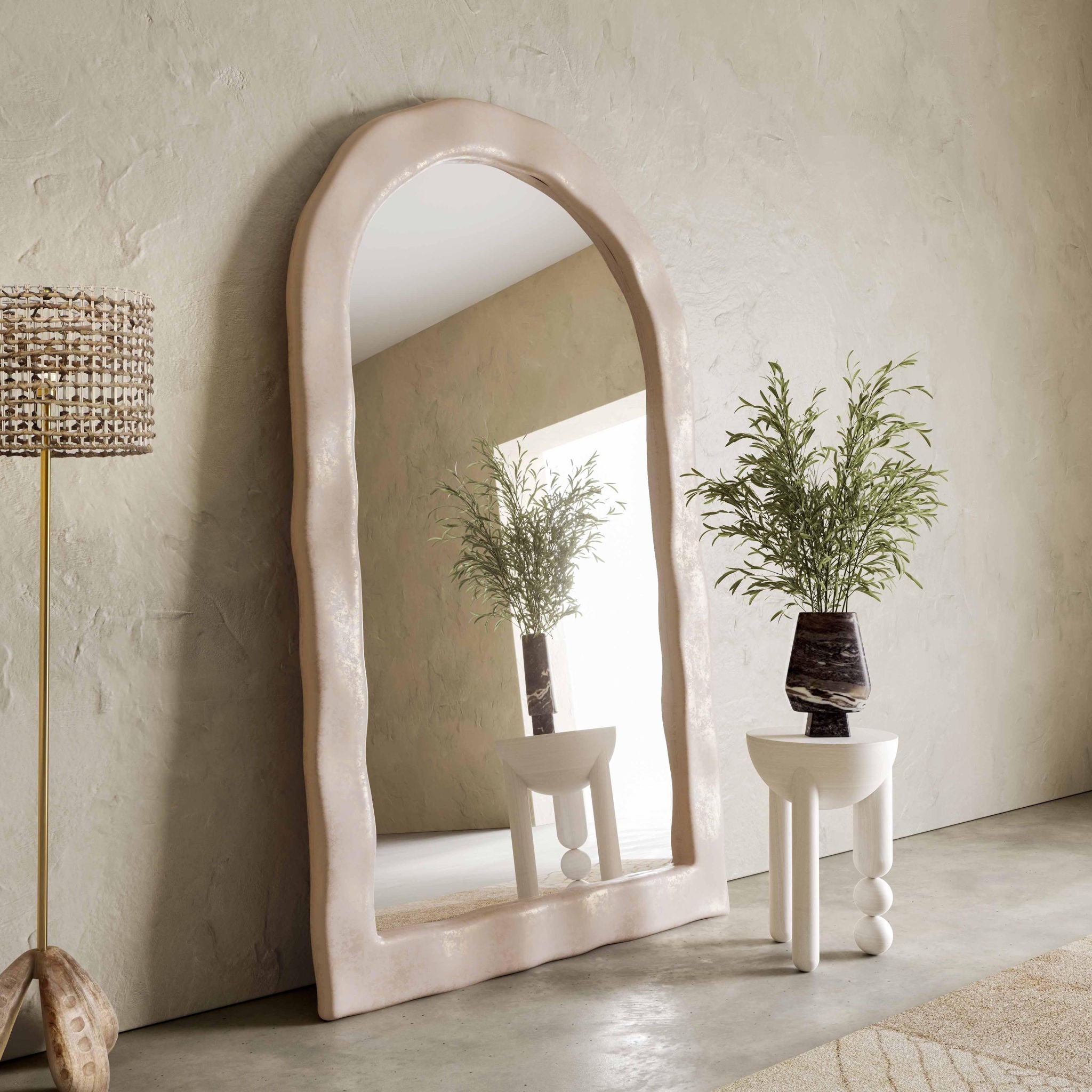 Kaia - Textured Floor Mirror - Cream - Urban Living Furniture (Los Angeles, CA)