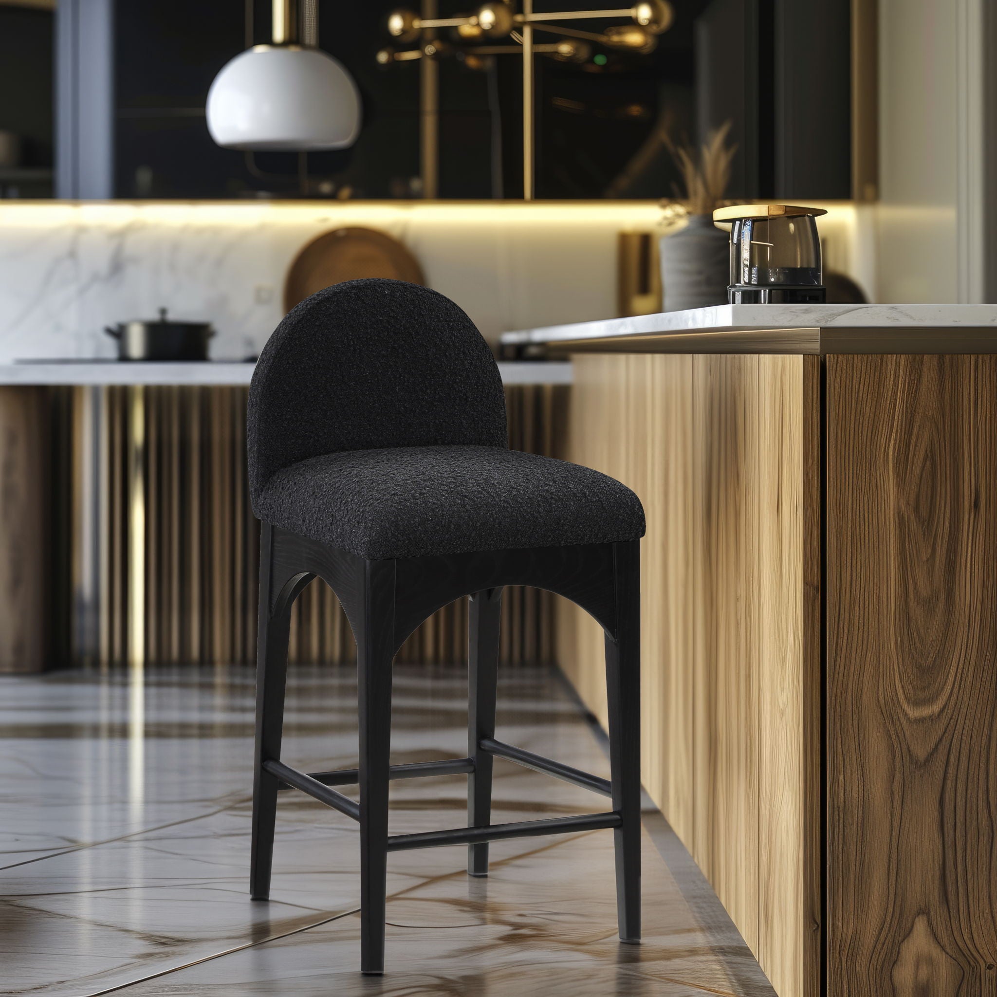 Waldorf - Boucle Stool With Black Legs - Urban Living Furniture (Los Angeles, CA)