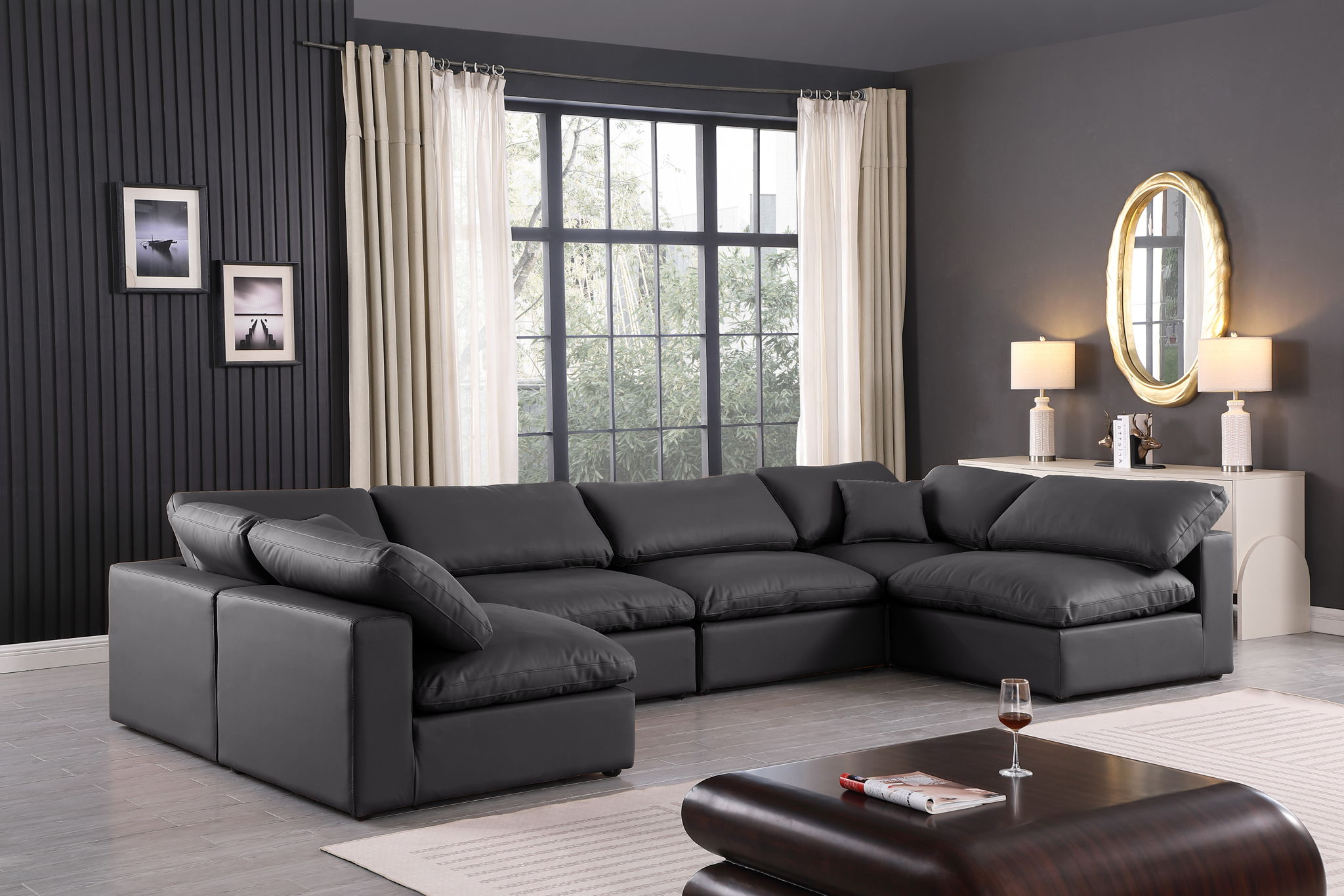 Comfy - 6 Piece Faux Leather Modular Armless Sectional - Urban Living Furniture (Los Angeles, CA)