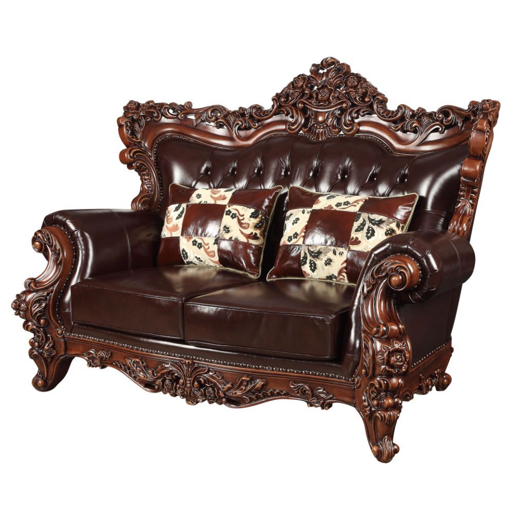 Forsythia - Loveseat - Espresso Top Grain Leather Match & Walnut - Urban Living Furniture (Los Angeles, CA)