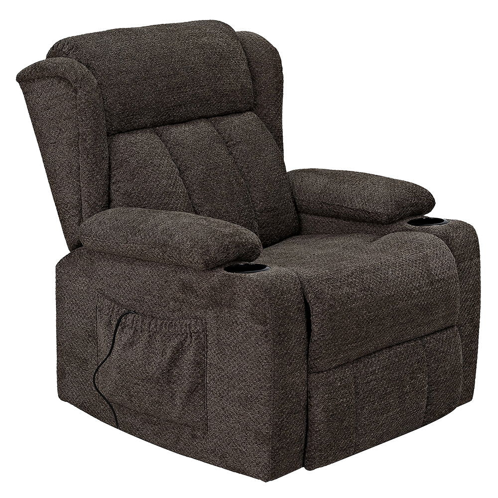 Lusio - Power Motion Recliner With Lift & Cup Holder - Brown