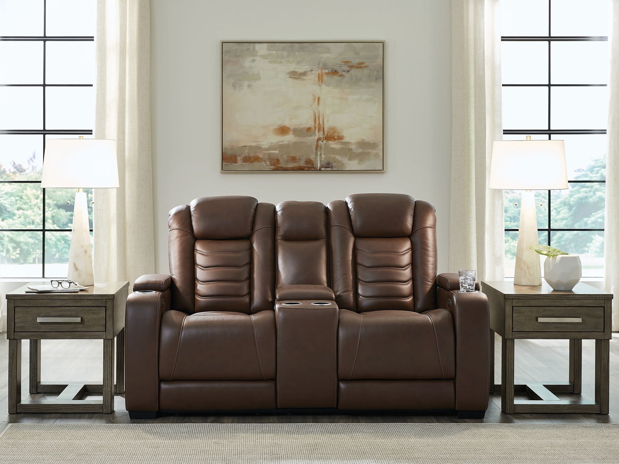 High Impact - Tobacco - Power Reclining Loveseat With Console / Adj Hdrst - Urban Living Furniture (Los Angeles, CA)