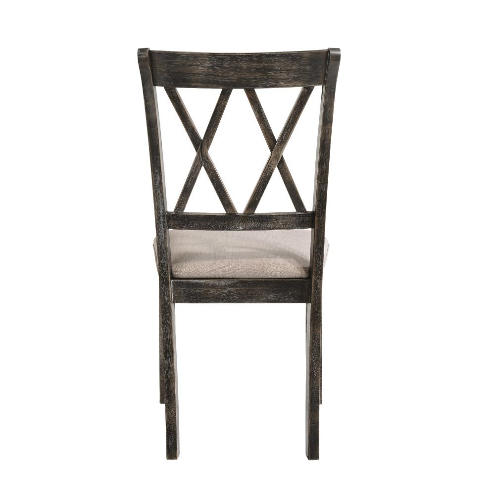 Claudia II - Side Chair (Set of 2) - Beige Fabric & Weathered Gray - Urban Living Furniture (Los Angeles, CA)