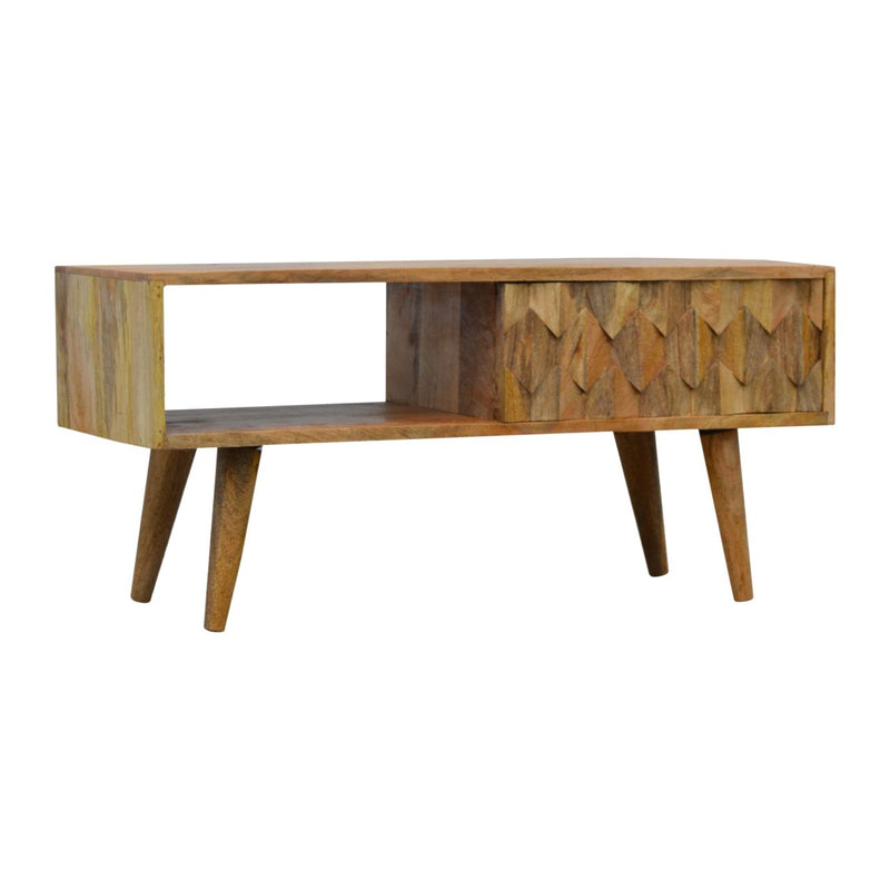 Pineapple Carve Sliding Media Unit - Oak
