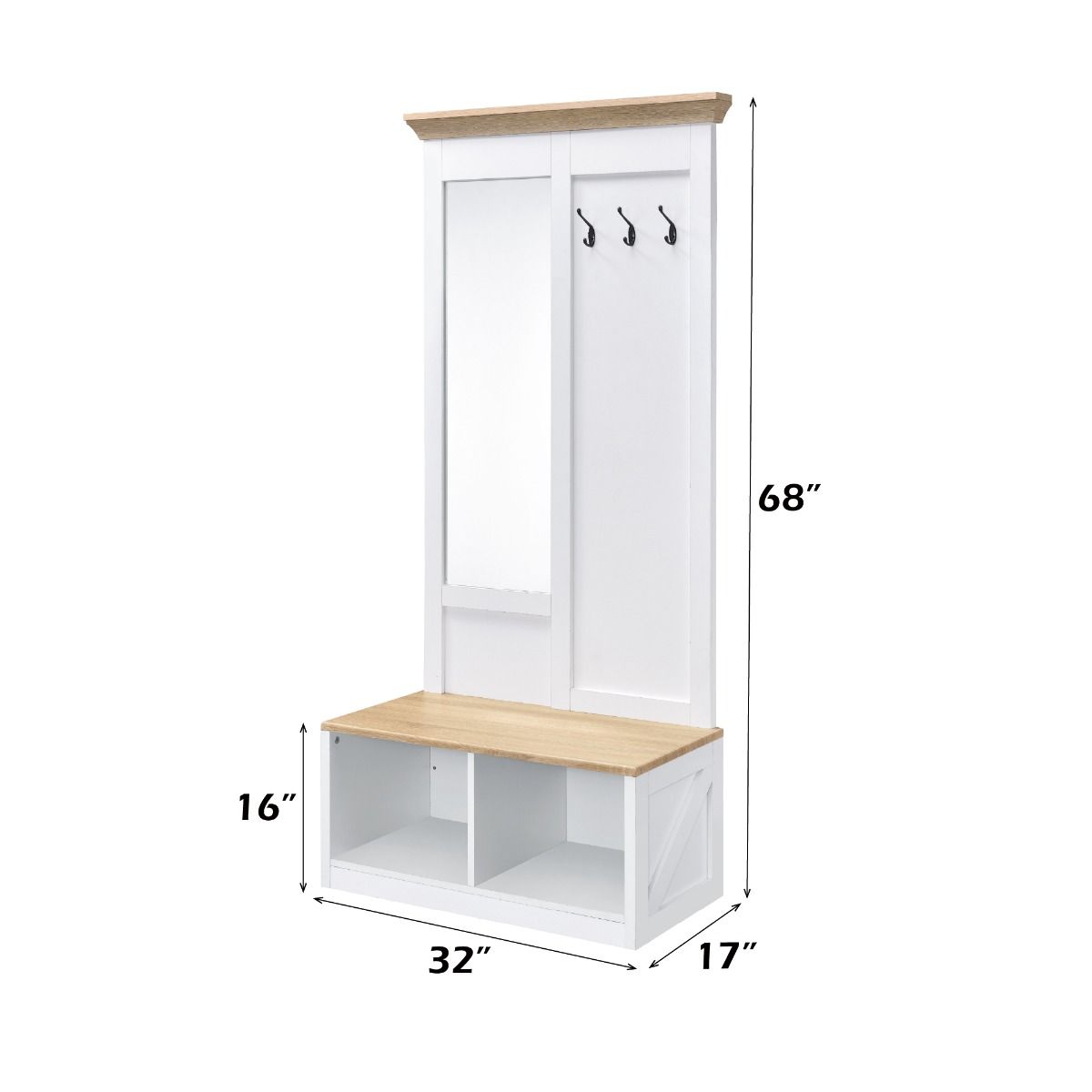 Melati - Hall Tree - Light Oak & White - Urban Living Furniture (Los Angeles, CA)