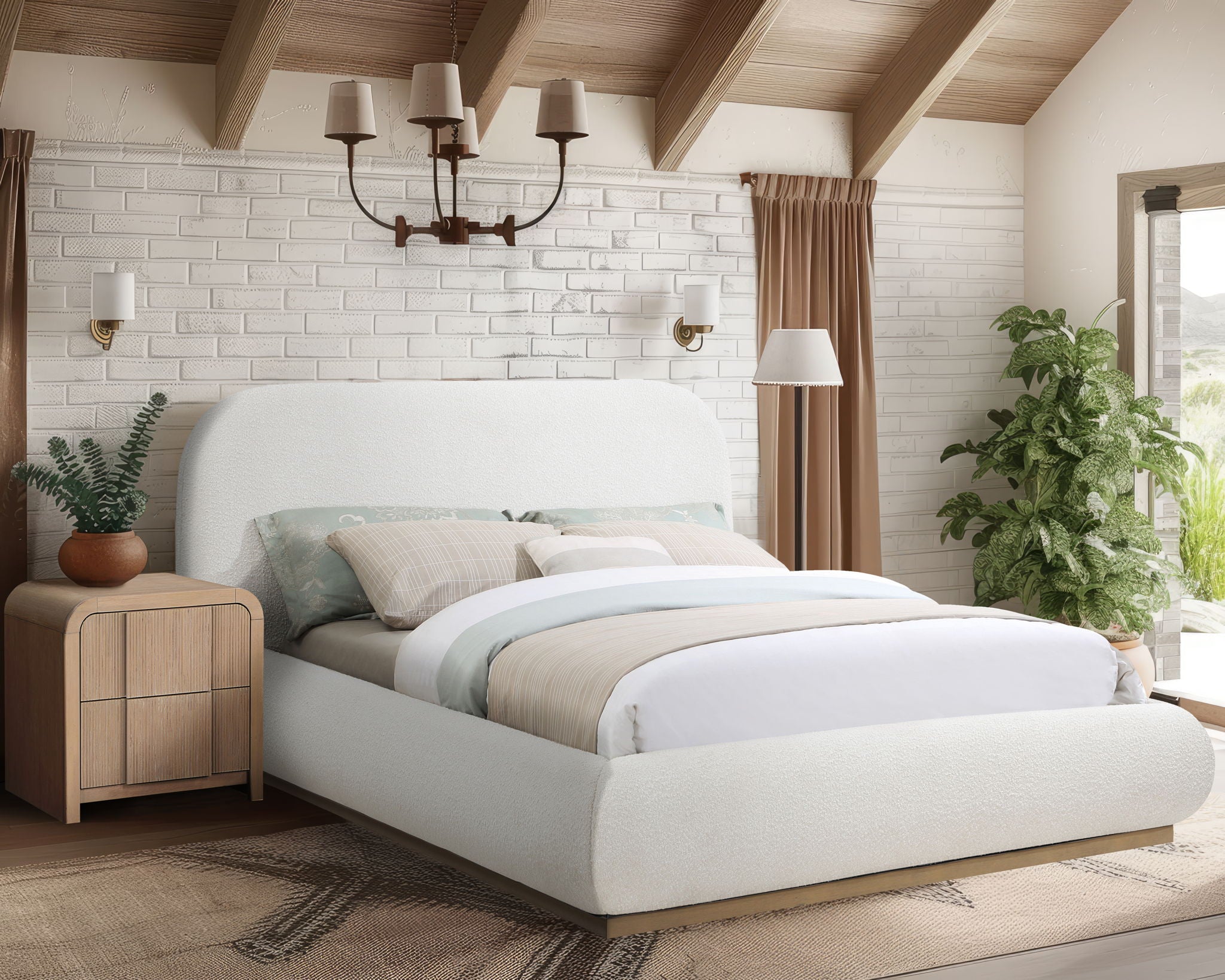 Vaughn - Boucle Bed With Natural Base - Urban Living Furniture (Los Angeles, CA)