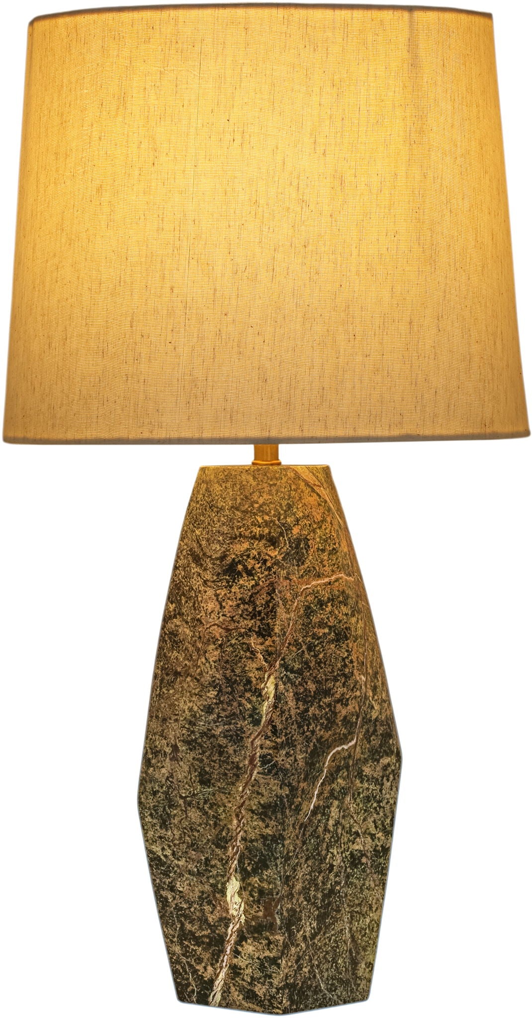 Seraphine - Genuine Marble And Linen Textured Fabric Table Lamp