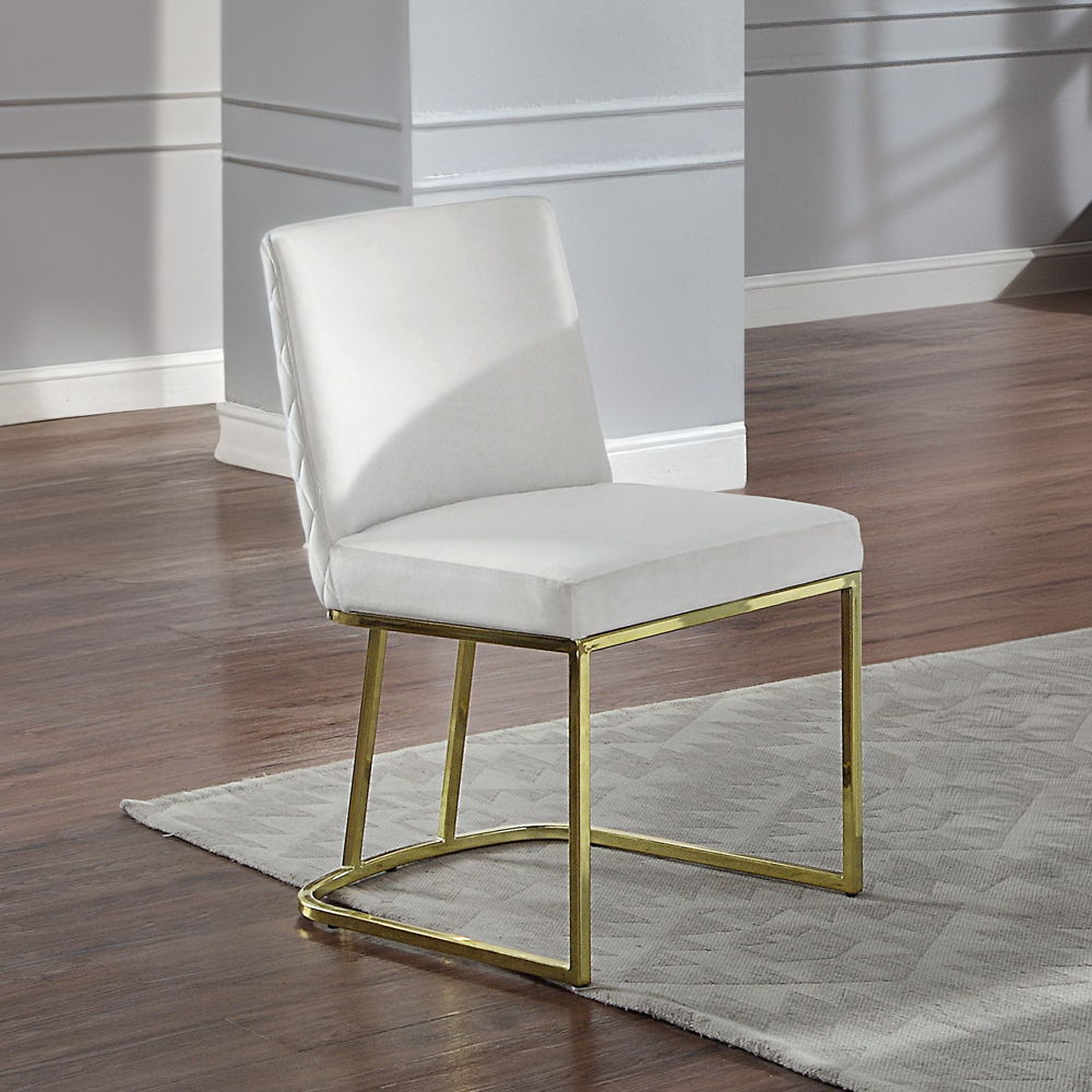 Zazie - Side Chair (Set of 2) - White Velvet & Gold - Urban Living Furniture (Los Angeles, CA)