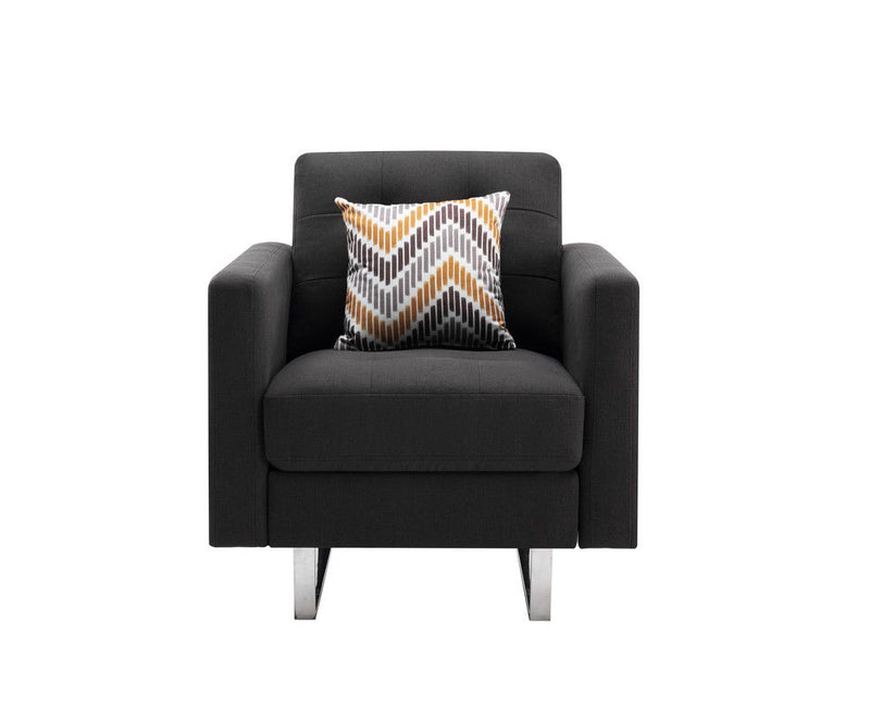 Victoria - Linen Fabric Armchair With Metal Legs, Side Pockets, And Pillow - Urban Living Furniture (Los Angeles, CA)