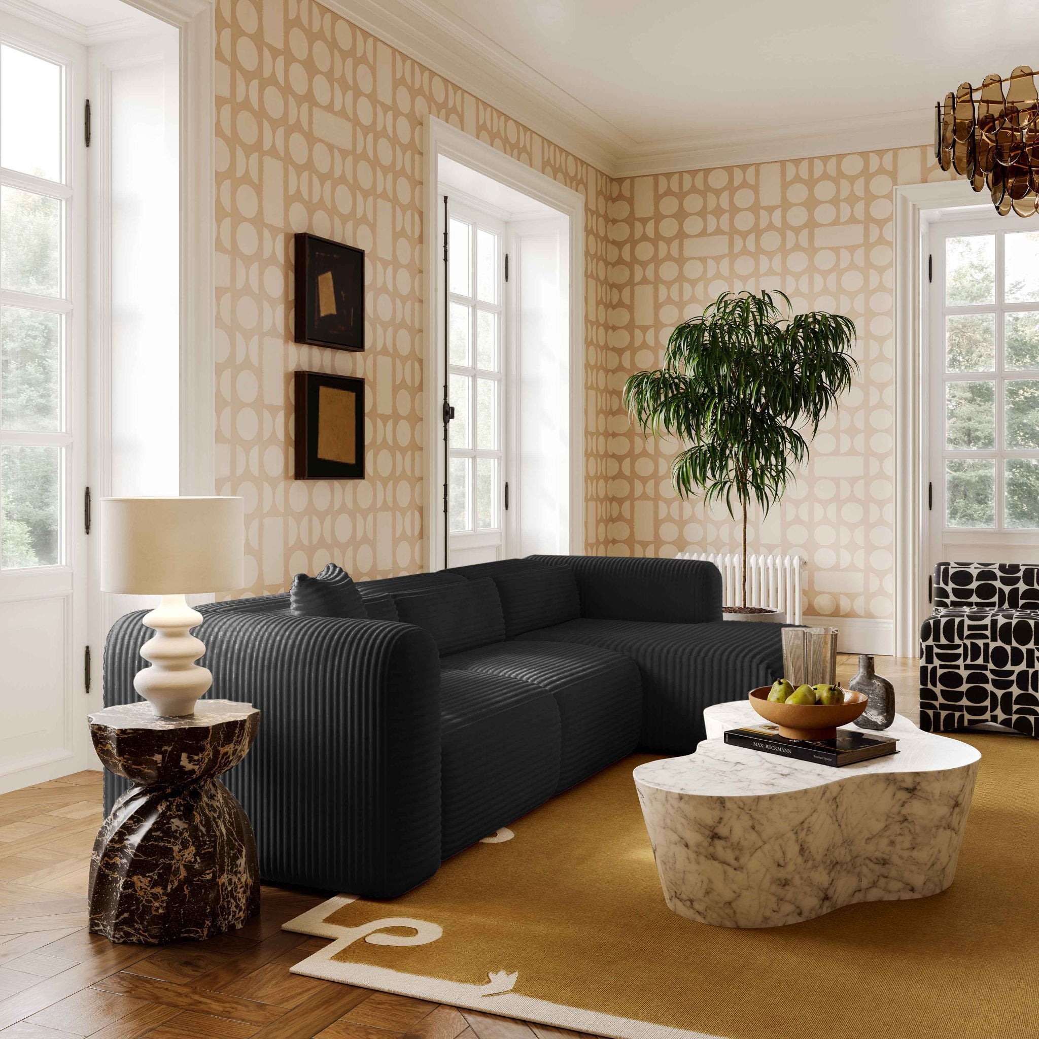 Tarra - Fluffy Oversized Corduroy Modular Chaise - Urban Living Furniture (Los Angeles, CA)