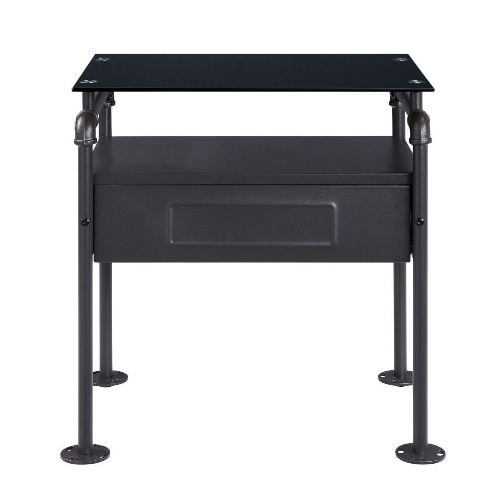 Nicipolis - Nightstand - Glass & Sandy Gray - Urban Living Furniture (Los Angeles, CA)