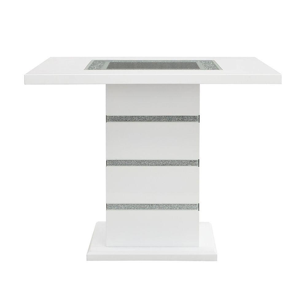 Elizaveta - Counter Height Table With Pedestal Base - Faux Crystal Diamonds & White High Gloss - Urban Living Furniture (Los Angeles, CA)