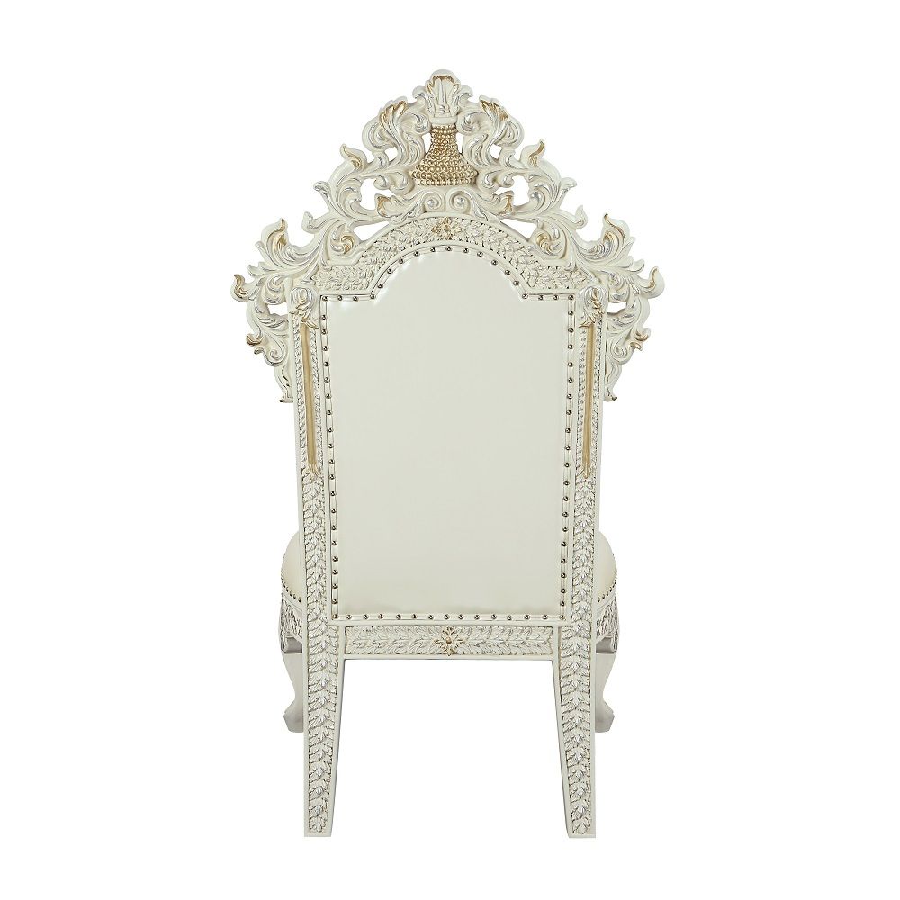 Adara - Side Chair (Set of 2) - Pearl White Synthetic Leather & Antique White - Urban Living Furniture (Los Angeles, CA)