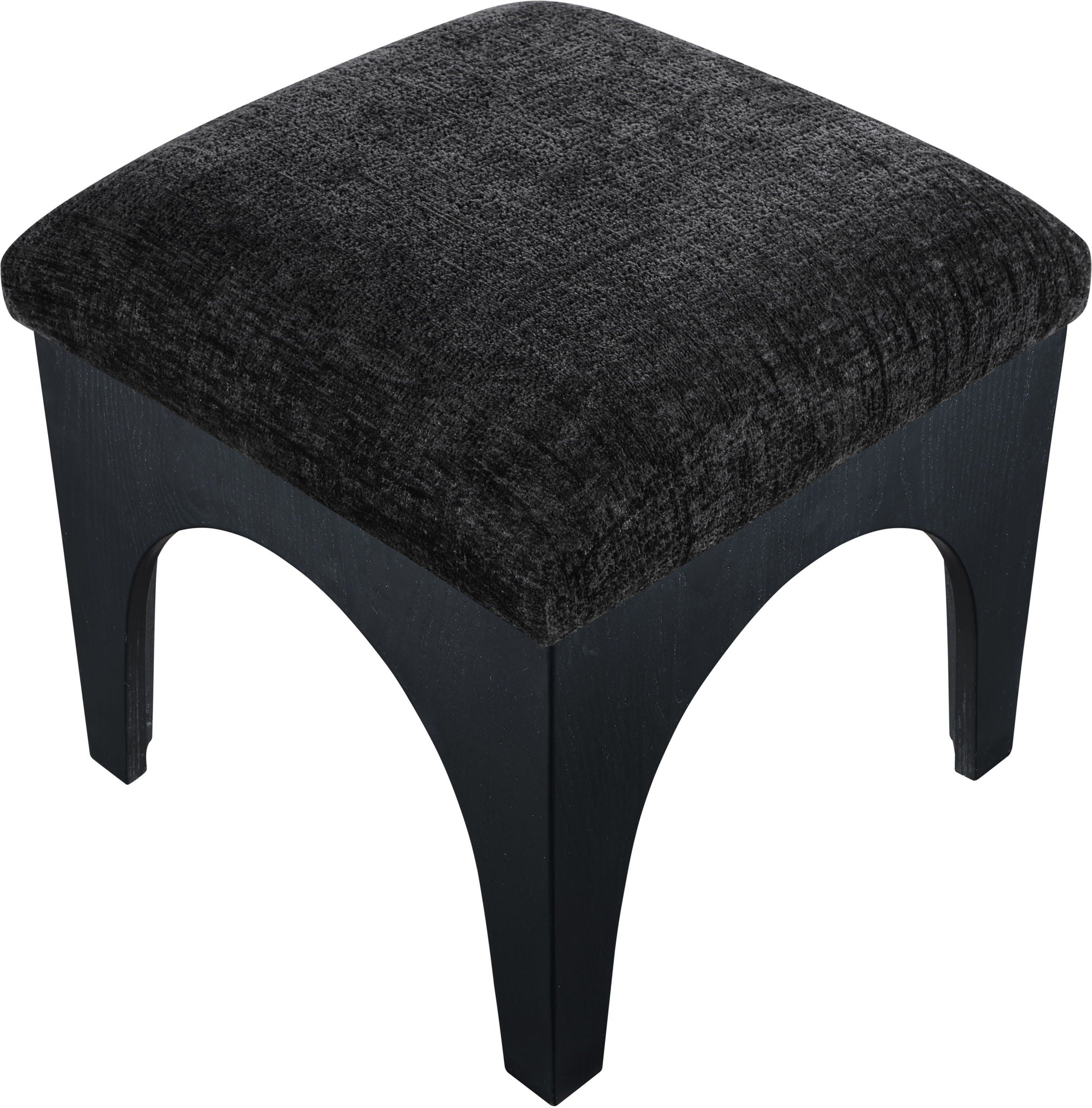 Lawson - Chenille Fabric Ottoman - Black Base