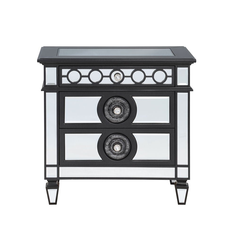 Varian II - Nightstand - Mirrored, Black & Sliver - Urban Living Furniture (Los Angeles, CA)