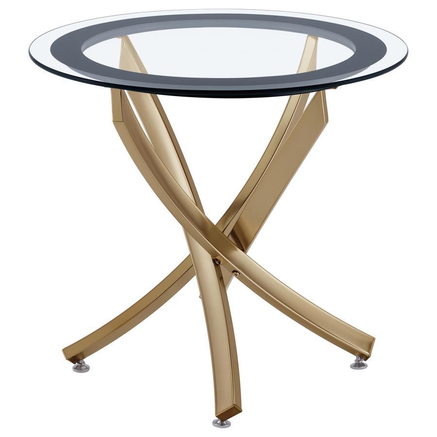 Brooke - Round Glass Top Side End Table Metal Base - Urban Living Furniture (Los Angeles, CA)
