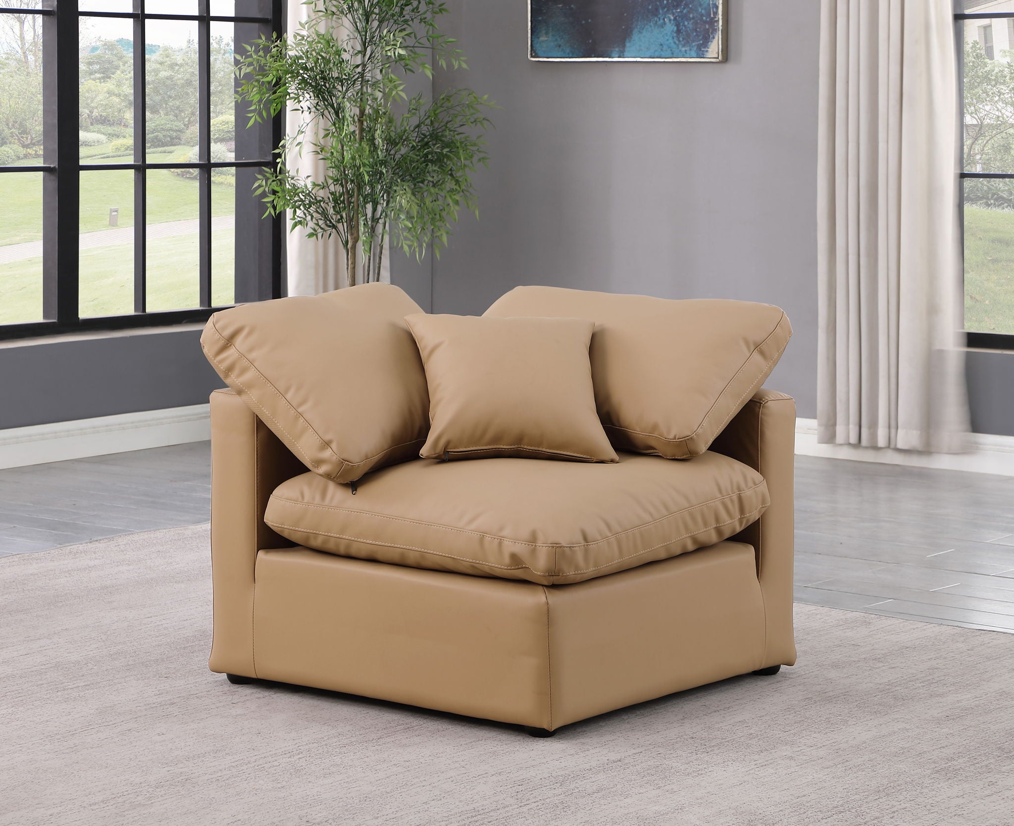 Indulge - Faux Leather Corner Chair - Tan - Urban Living Furniture (Los Angeles, CA)