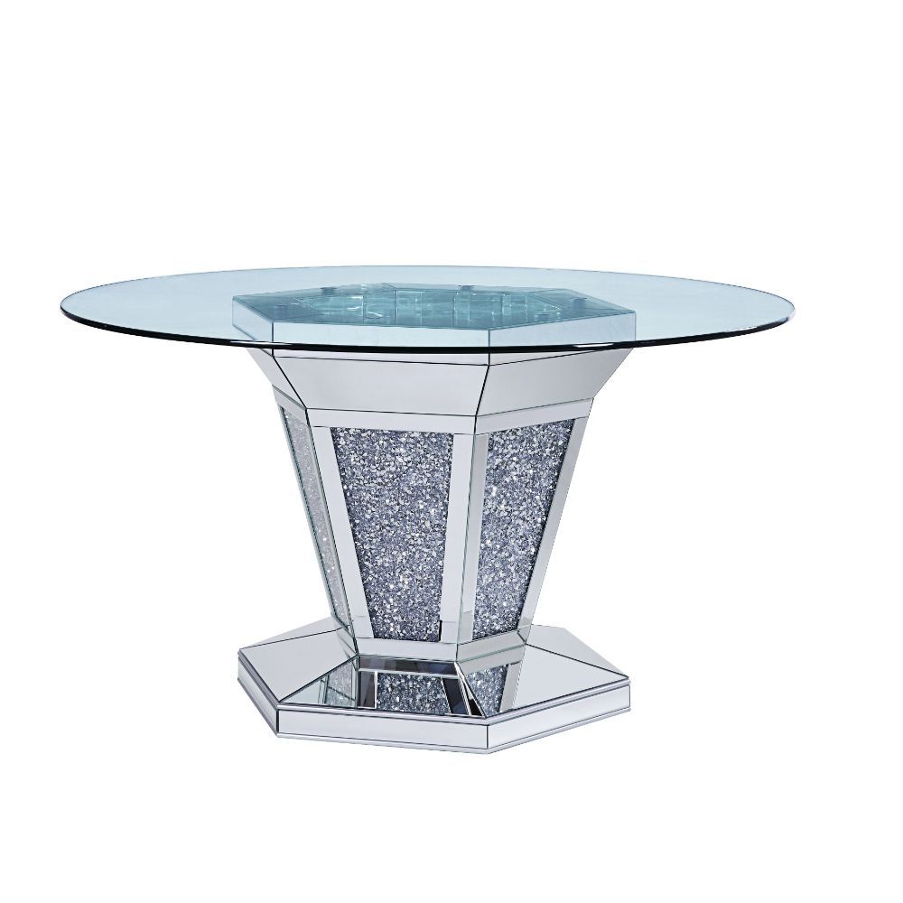 Noralie - Dining Table - Mirrored, Faux Diamonds & Clear Glass Top - Urban Living Furniture (Los Angeles, CA)