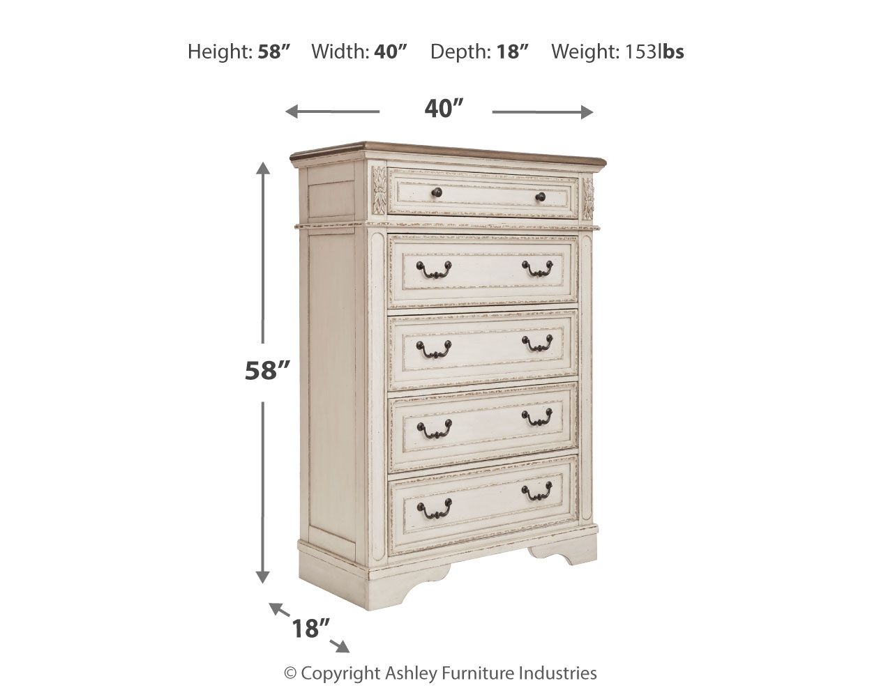 Realyn - Five Drawer Chest - White / Brown / Beige - Urban Living Furniture (Los Angeles, CA)