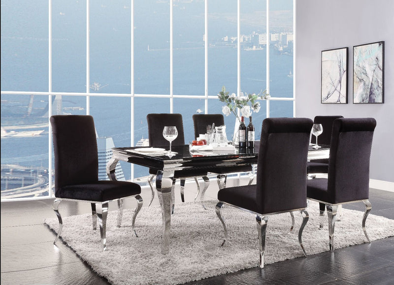 Fabiola - Dining Table - Stainless Steel & Black Glass - Urban Living Furniture (Los Angeles, CA)