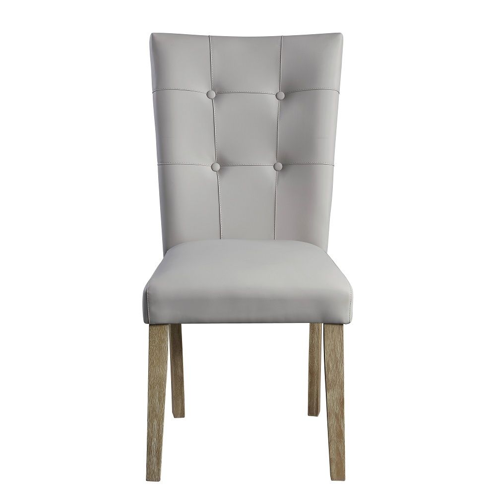 Charnell - Side Chair (Set of 2) - Gray Synthetic Leather & Oak - Urban Living Furniture (Los Angeles, CA)