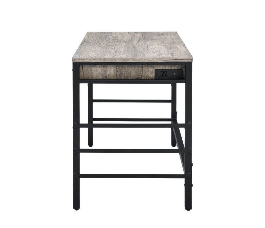 Disho - Writing Desk With USB - Light Weathered Oak & Black - Urban Living Furniture (Los Angeles, CA)
