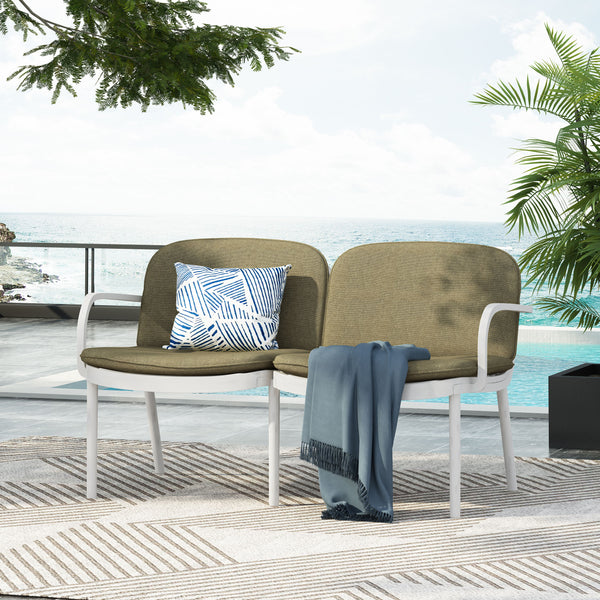 Luna - Outdoor Patio Loveseat - White / Green