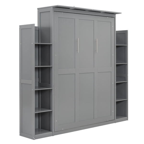 Wall Murphy Bed With Shelves And LED Lights