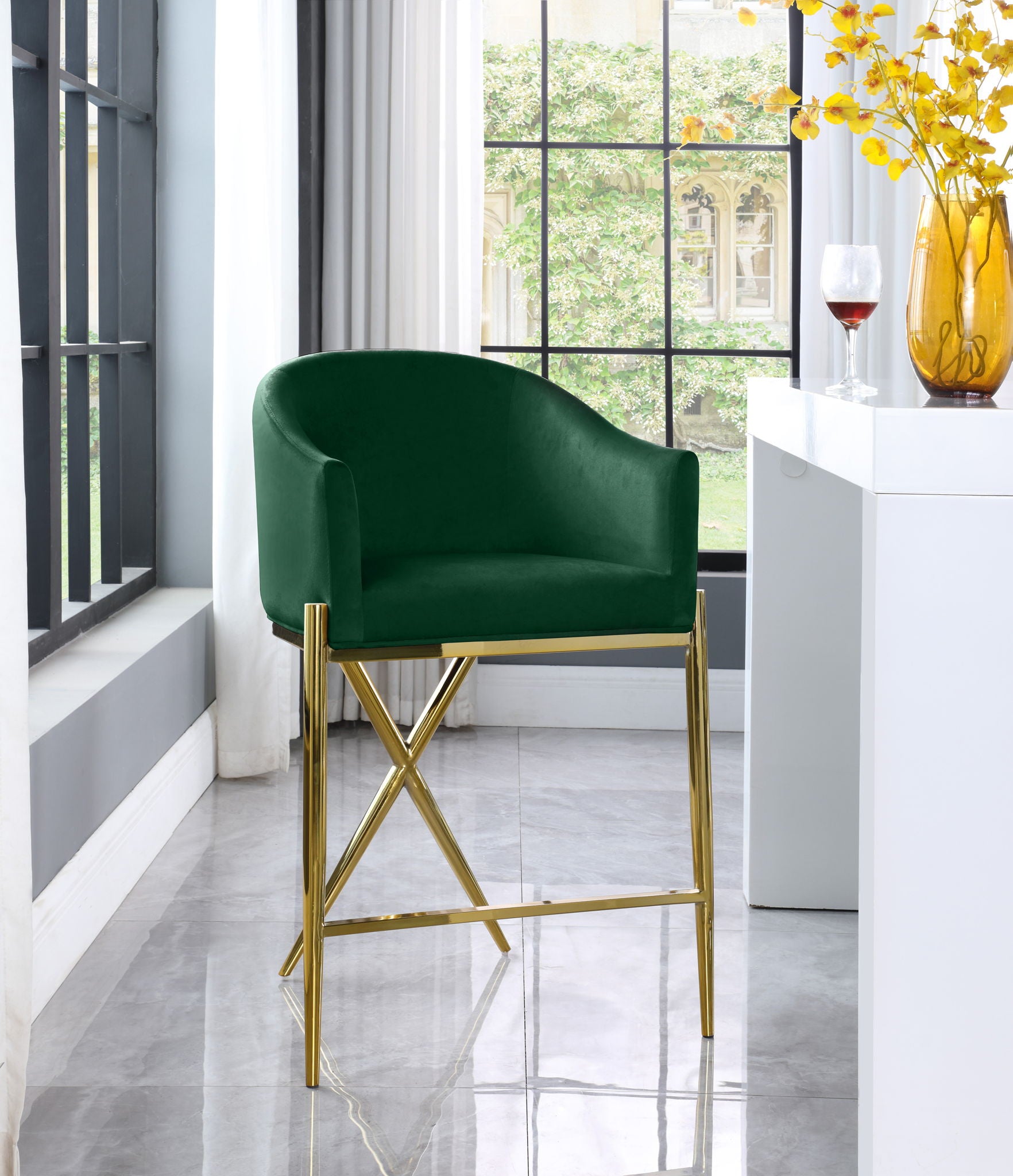 Xavier - Counter Stool with Gold Legs - Urban Living Furniture (Los Angeles, CA)
